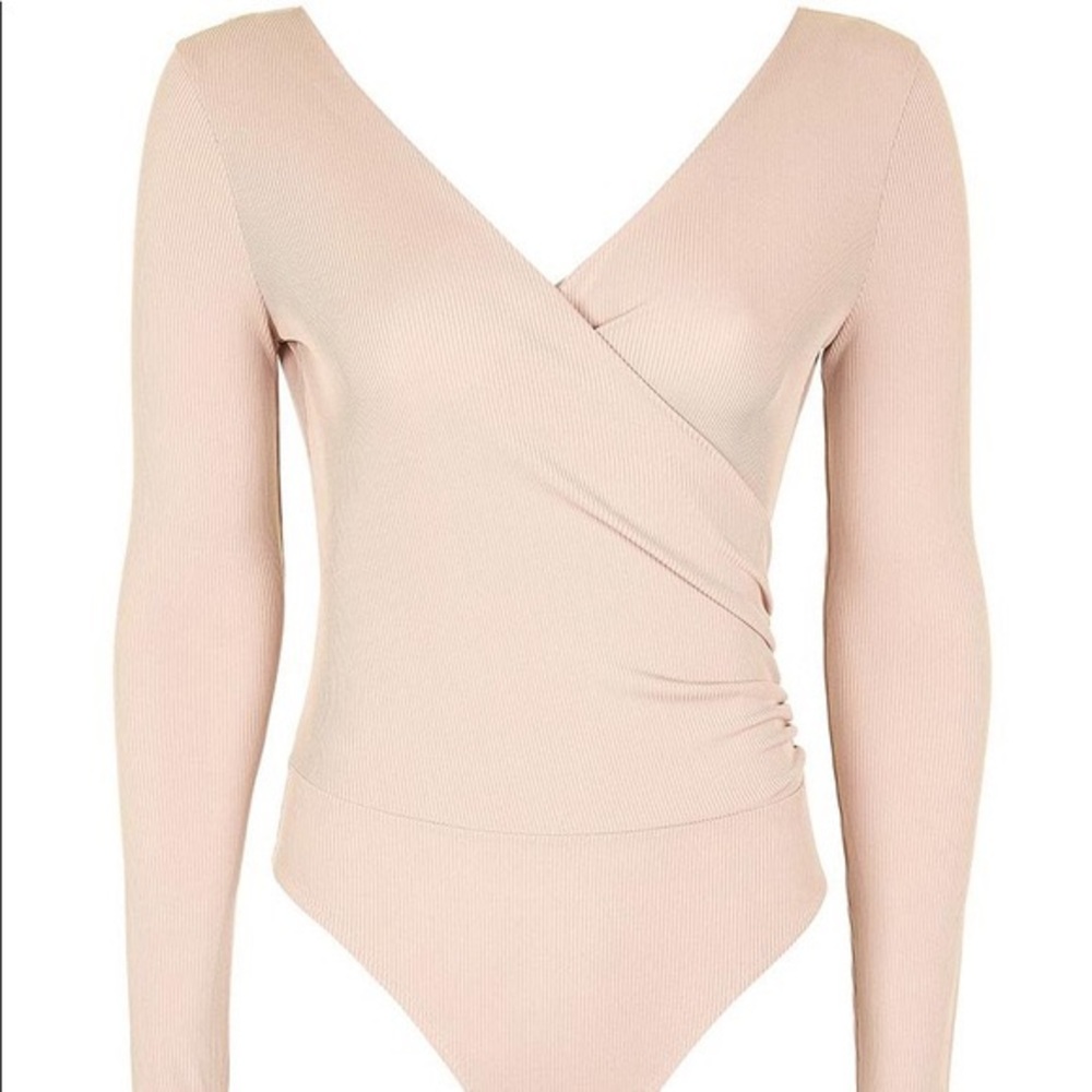 Beige Nude Blush Bodysuit Longsleeve Size 6 Small